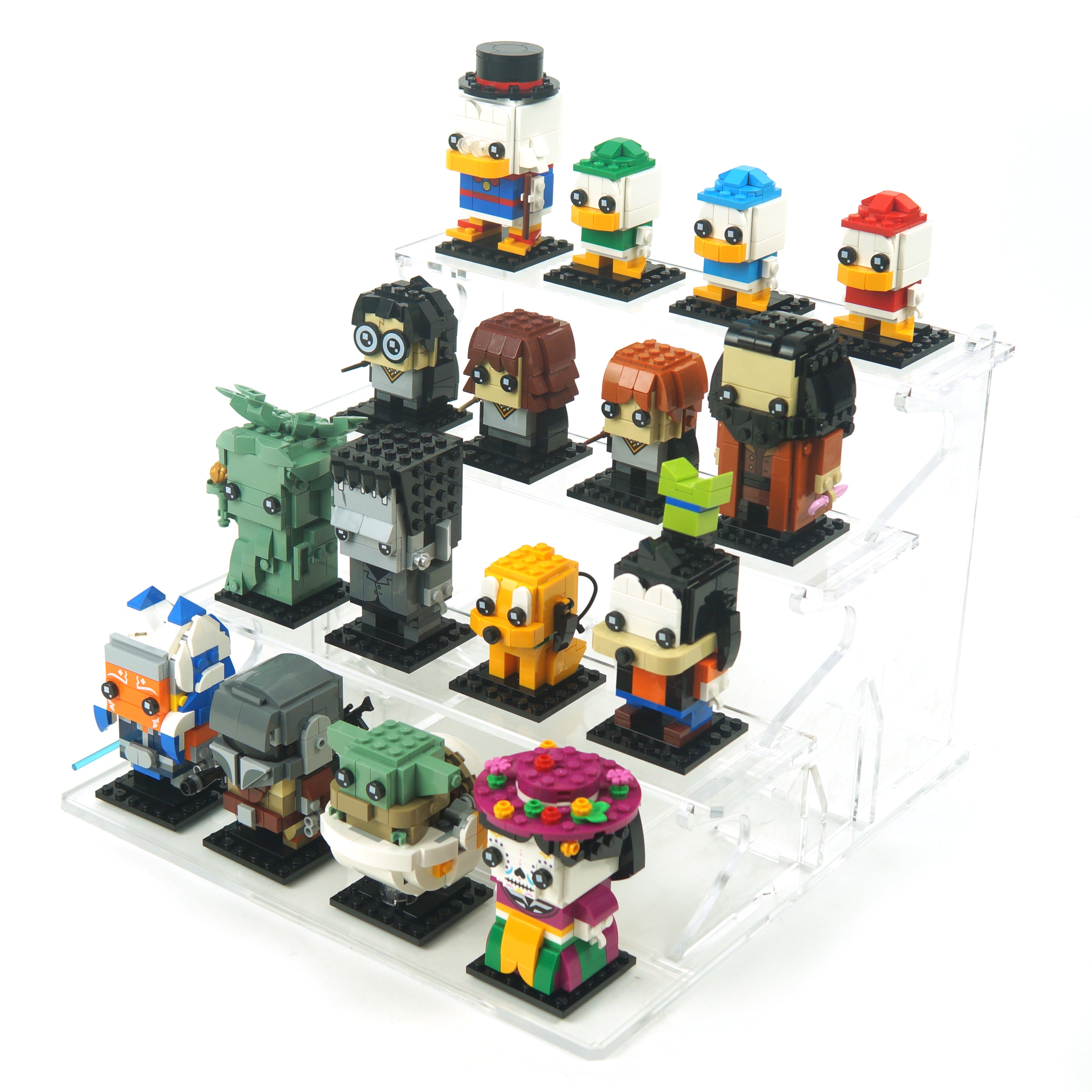 Grada para Brickheadz™ (4 pisos - 16 figuras)-acrilico-exhibidor-caja-case-Decolecto